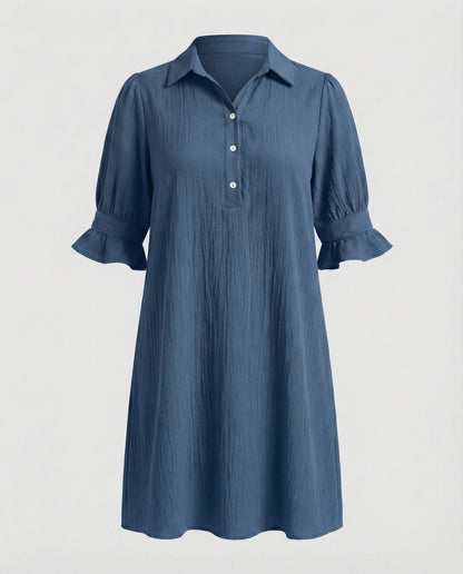 Damen Hemdblusenkleid Sommer Taschen