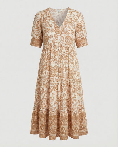 Damen Langkleid Blumenmuster Sommerkleid