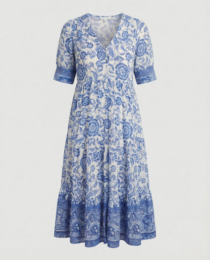 Damen Langkleid Blumenmuster Sommerkleid