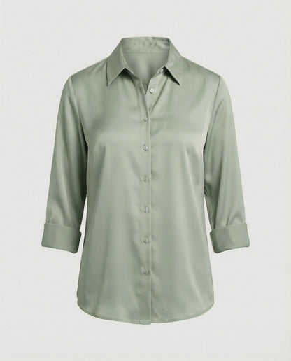 Damen Elegante Baumwollbluse Stehkragen