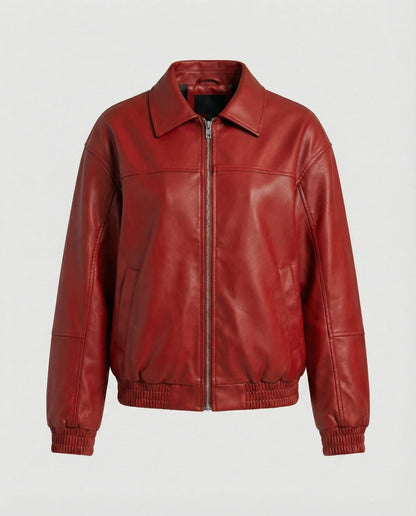 Damen Lederjacke Lässig Mit Nieten