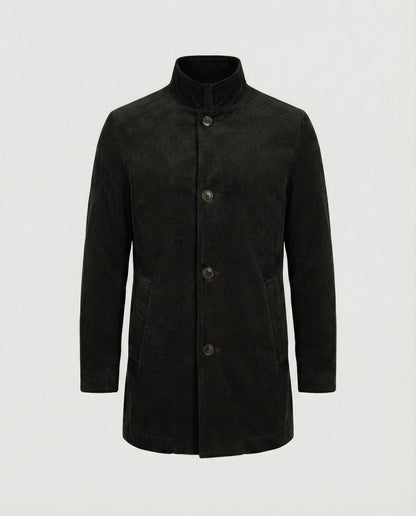 Herren Cordjacke Hochkragen Warm Oliven