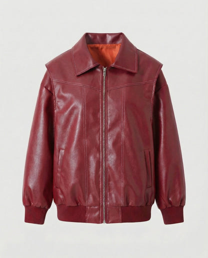 Damen Lederjacke Elegante Hochkragen