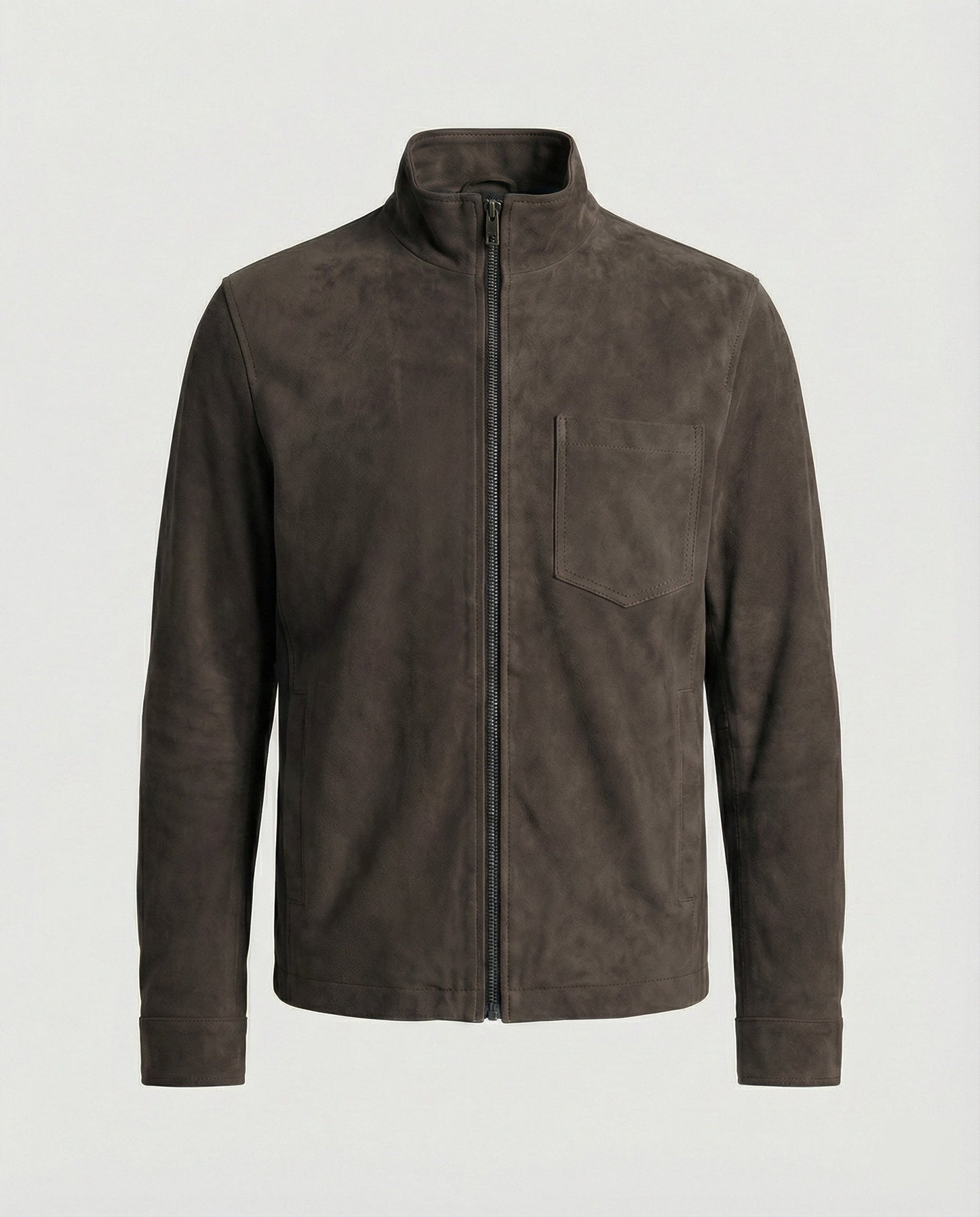 Herren Wildlederjacke Stehkragen Elegant Leder
