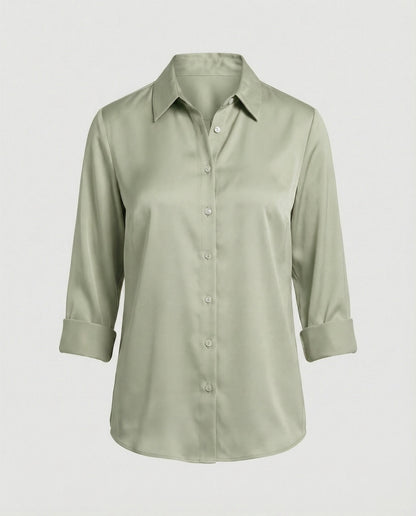 Damen Elegante Baumwollbluse Stehkragen