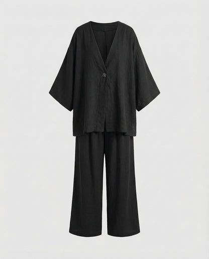 Damen Oversized Bluse Set Zweiteiler Modern