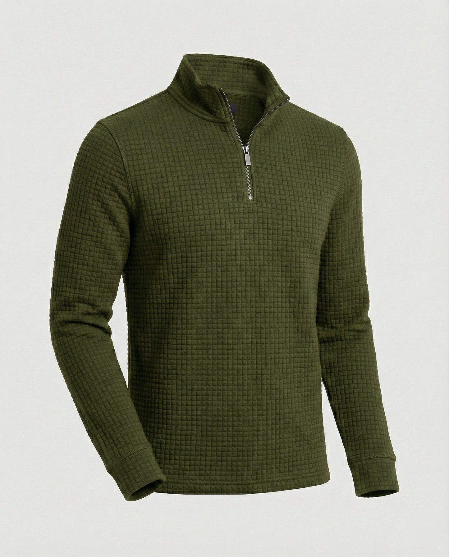 Herren Langarmshirt Stehkragen Reißverschluss Elegant