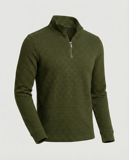 Herren Langarmshirt Stehkragen Reißverschluss Elegant