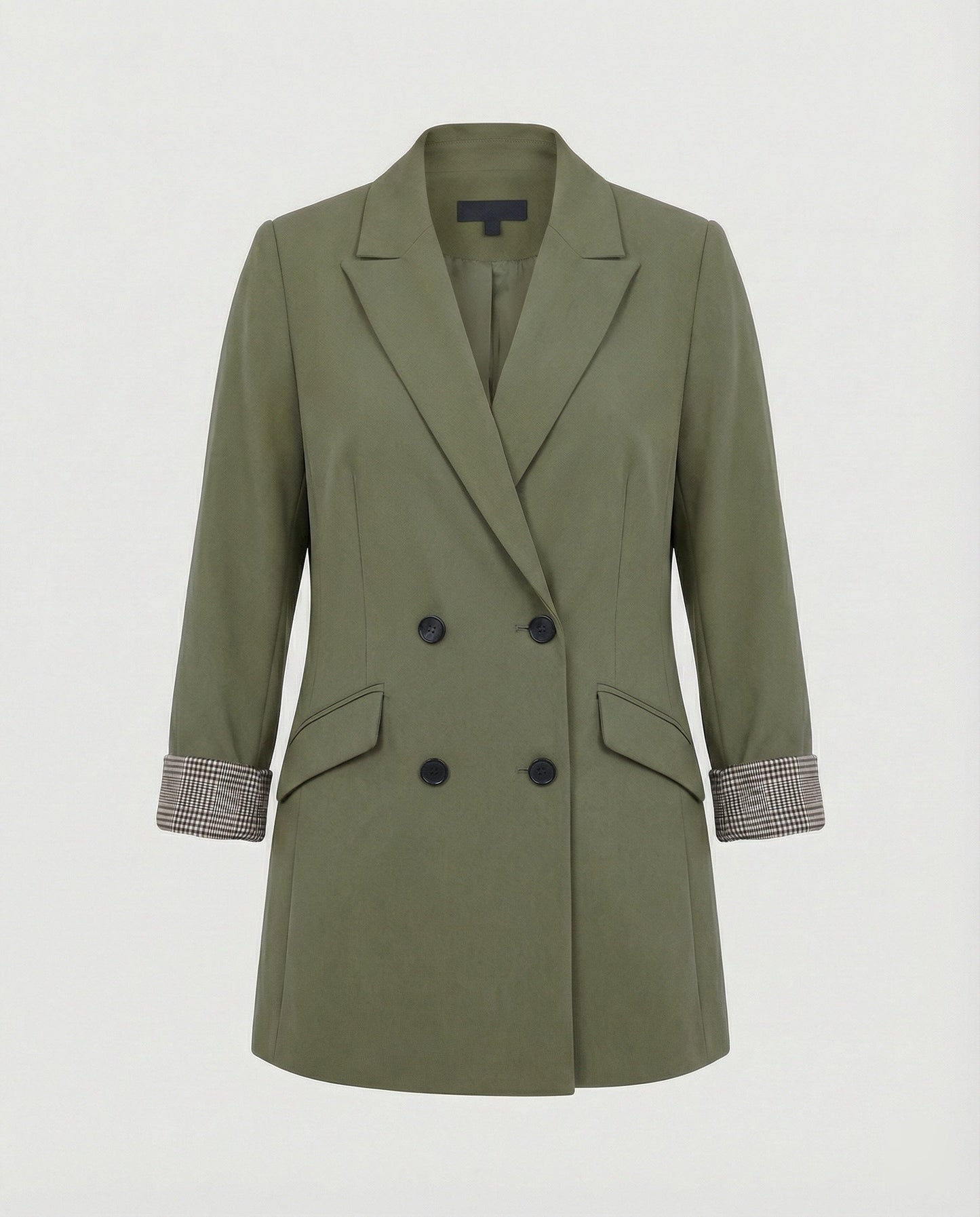 Damen Doppelreihenblazer Modern Kontrastärmel