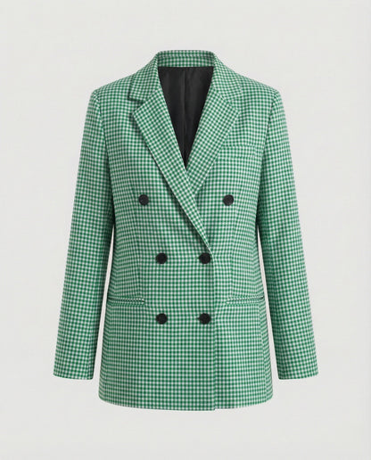 Damen Blazer Kariert Doppelknopf