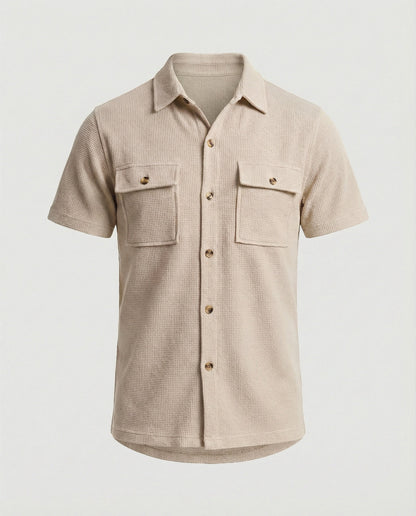 Herren Kurzarmhemd Strukturstoff Modern