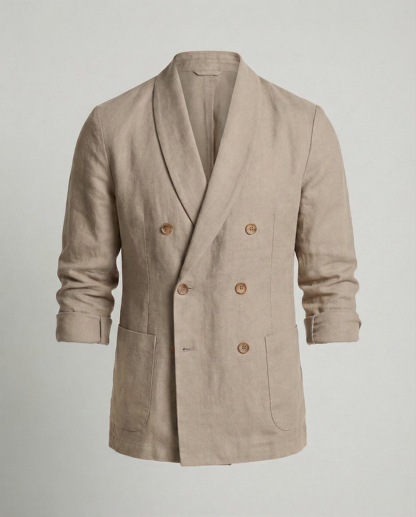 Herren Leinenjacke Leicht Doppelknopf Sommerjacke