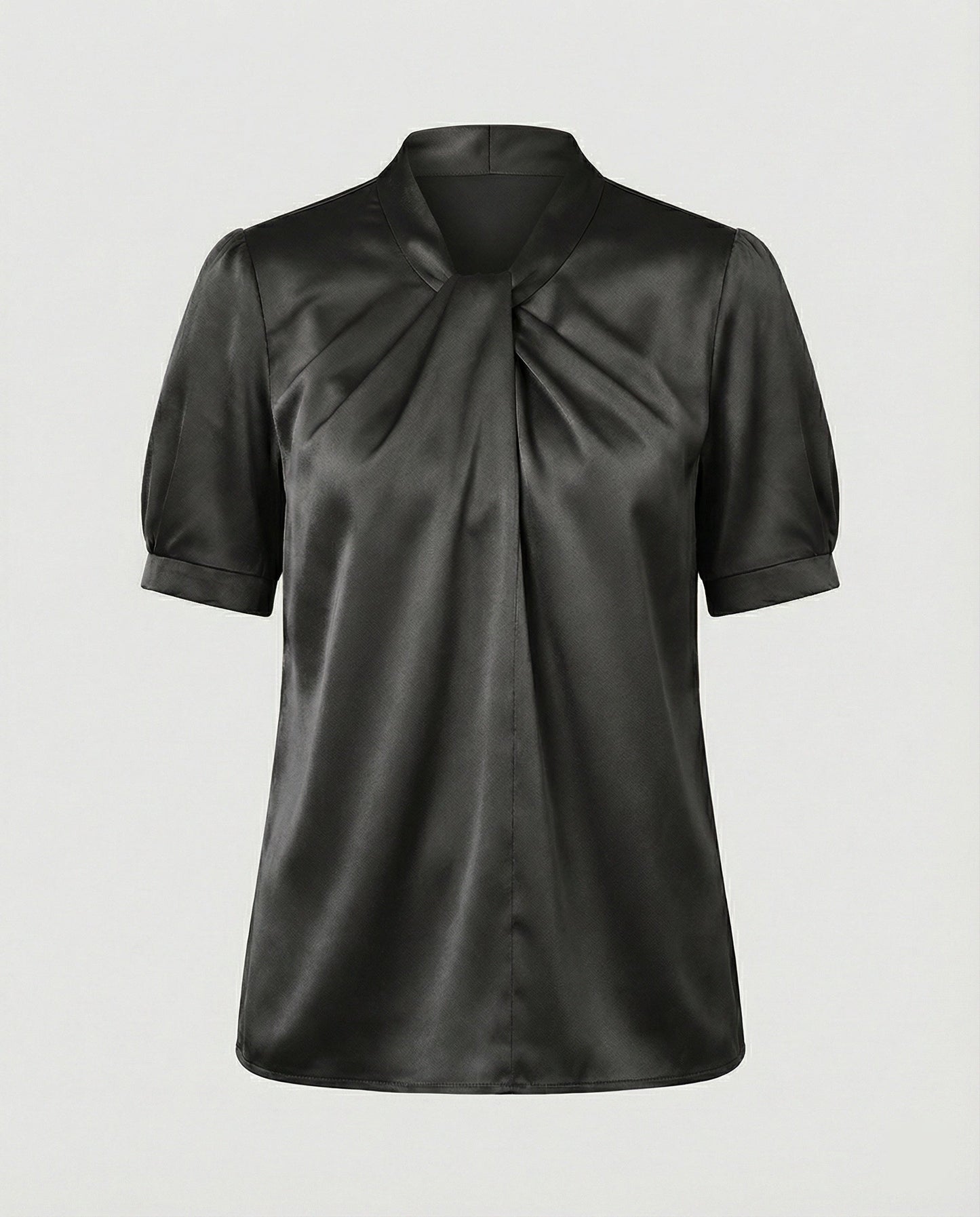 Damen Satin Bluse mit Krawattenkragen Elegant