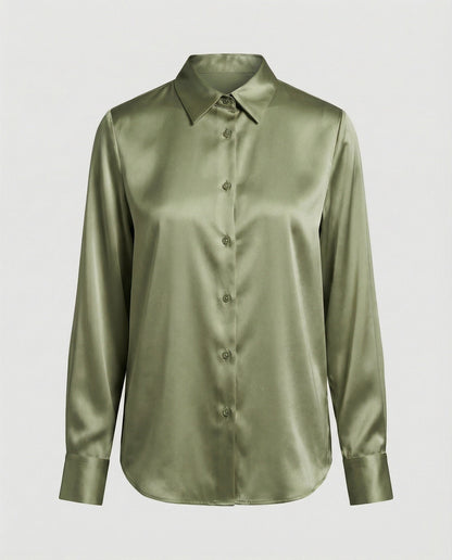 Damen Satinbluse Elegant Lockerer Schnitt
