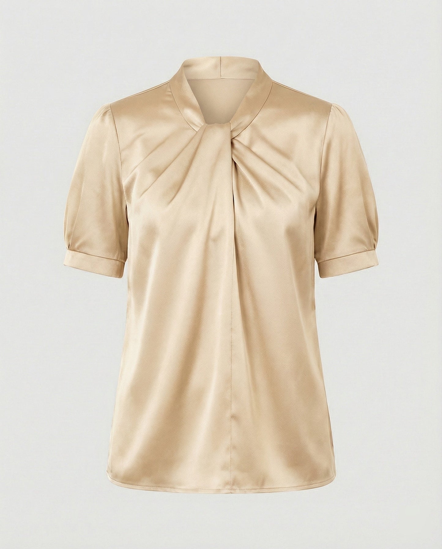 Damen Satin Bluse mit Krawattenkragen Elegant