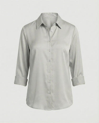 Damen Elegante Baumwollbluse Stehkragen