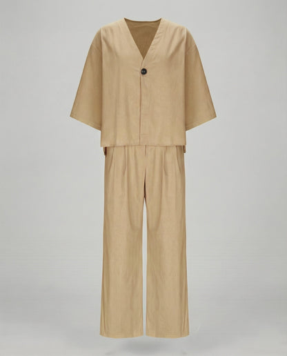 Damen Oversized Bluse Set Zweiteiler Modern