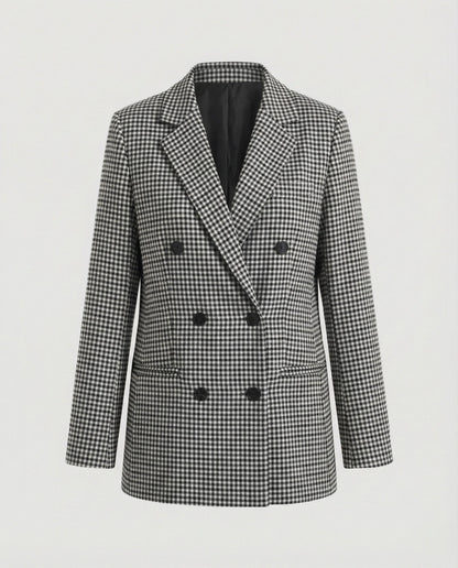 Damen Blazer Kariert Doppelknopf