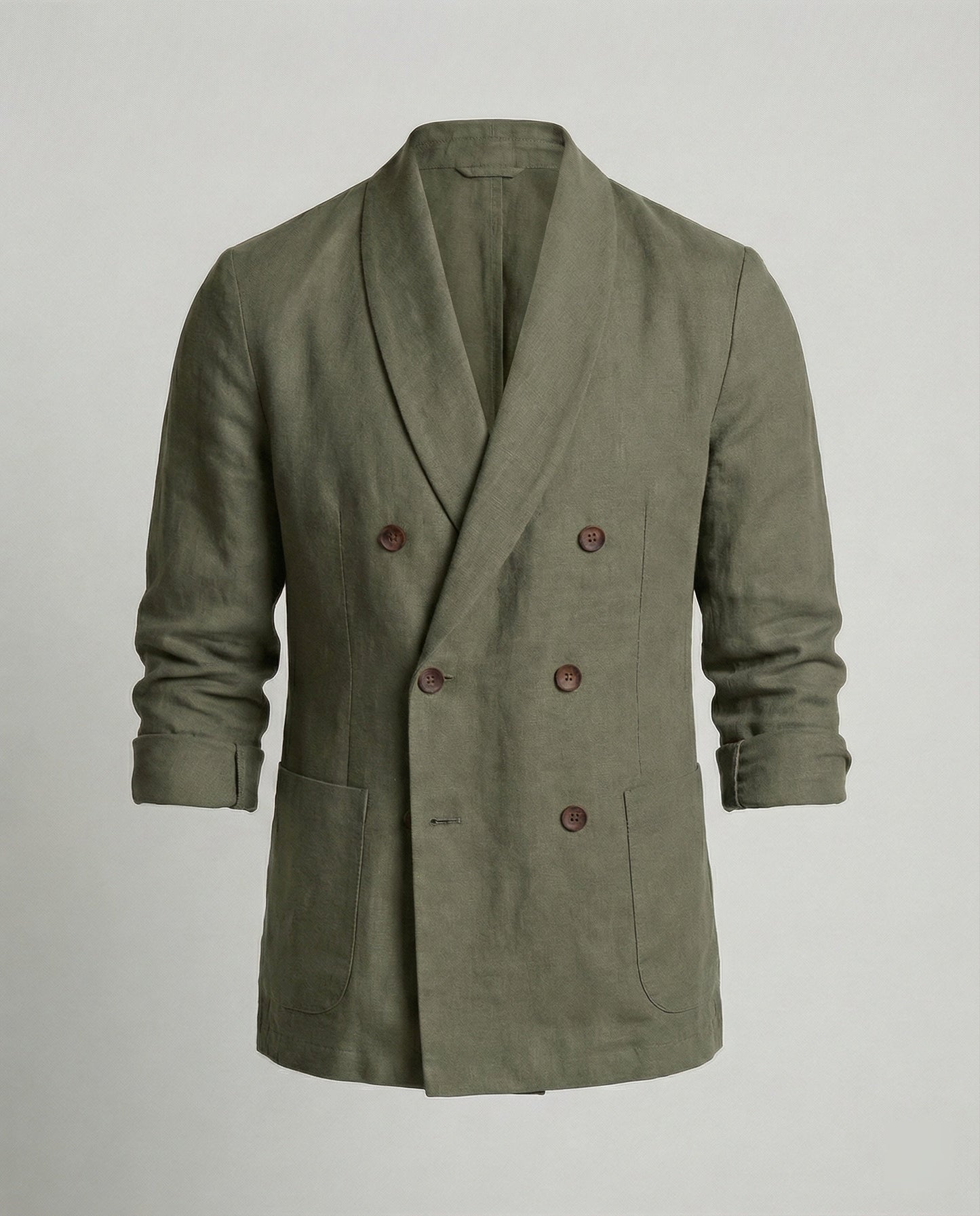 Herren Leinenjacke Leicht Doppelknopf Sommerjacke