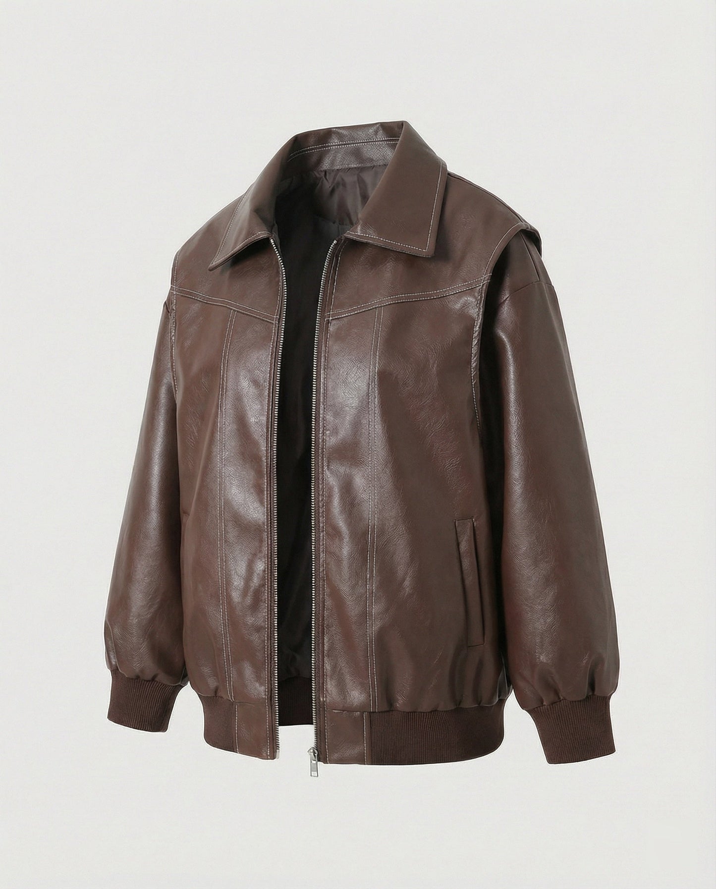 Damen Lederjacke Elegante Hochkragen
