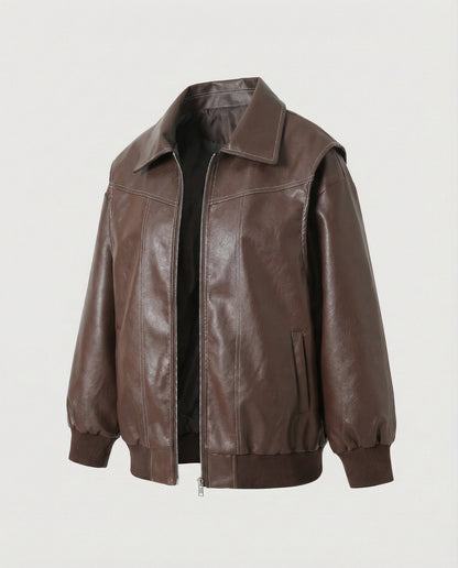 Damen Lederjacke Elegante Hochkragen
