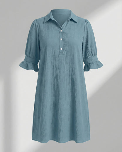 Damen Hemdblusenkleid Sommer Taschen