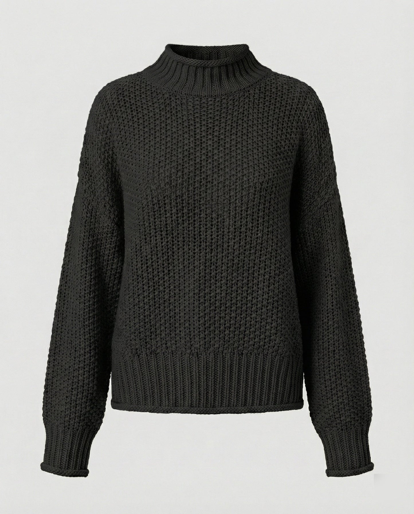 Damen Strickpullover Kuschelig Weite Ärmel Hochkragen