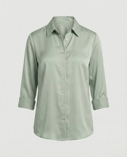 Damen Elegante Baumwollbluse Stehkragen