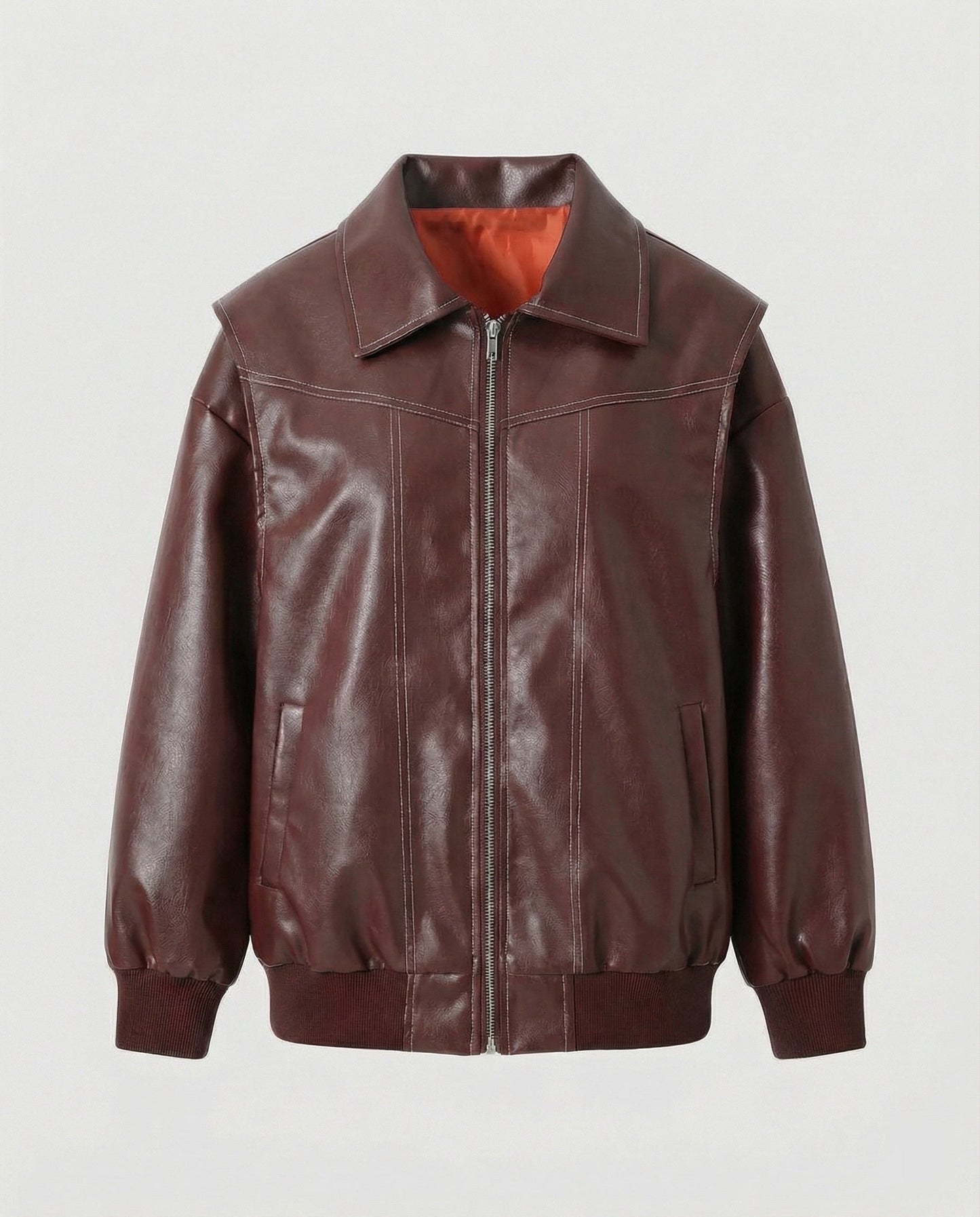 Damen Lederjacke Elegante Hochkragen
