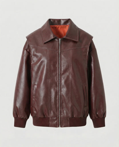 Damen Lederjacke Elegante Hochkragen