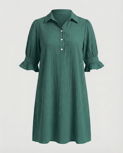 Damen Hemdblusenkleid Sommer Taschen