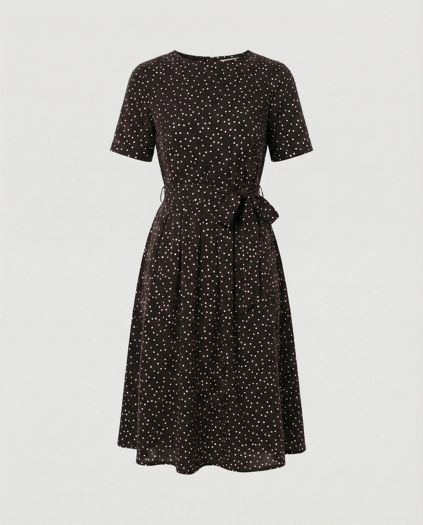 Damen Midi-Kleid mit Punkten und Taillengürtel Elegant