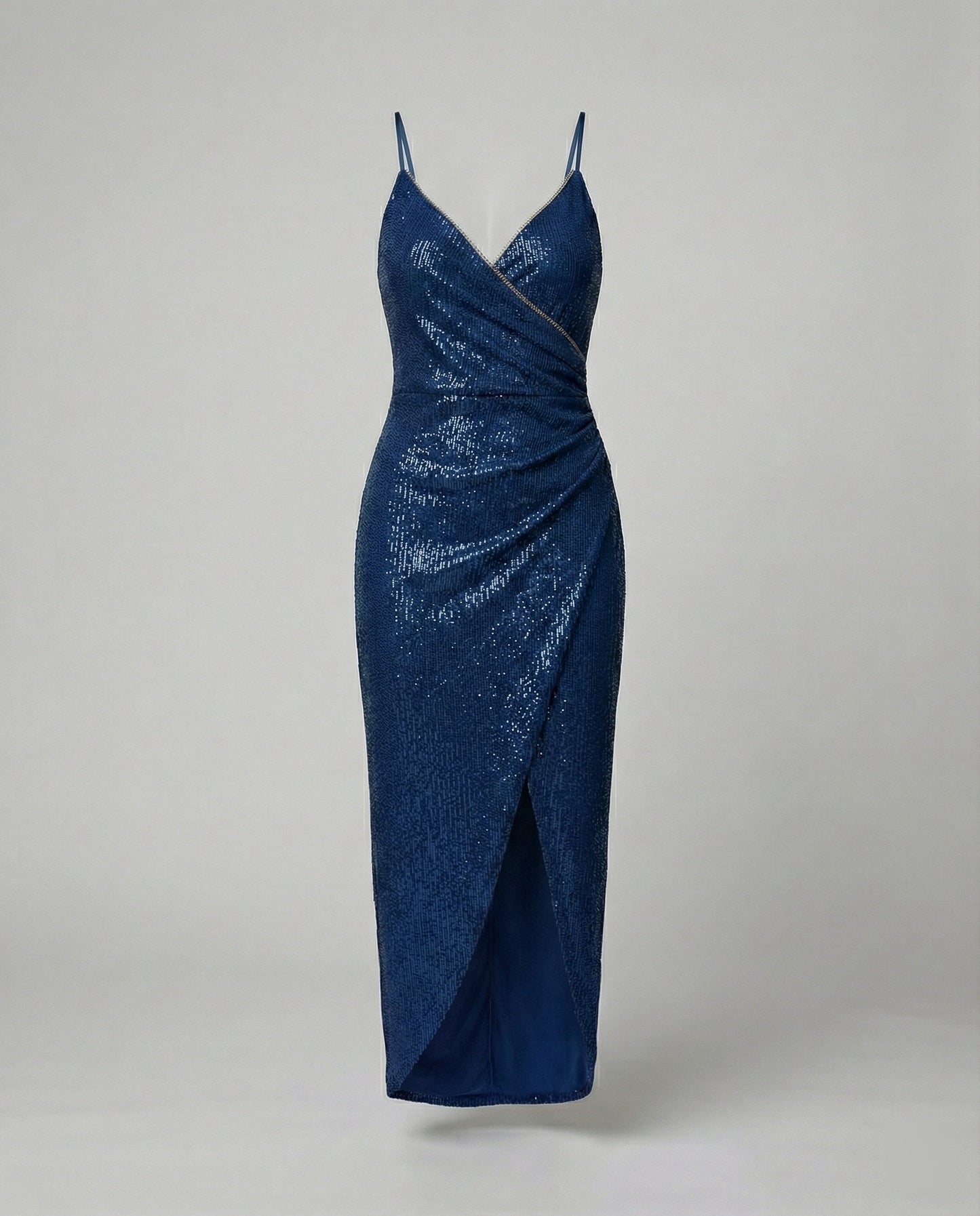 Damen Wickelkleid Hochgeschlitzt Glitzernd