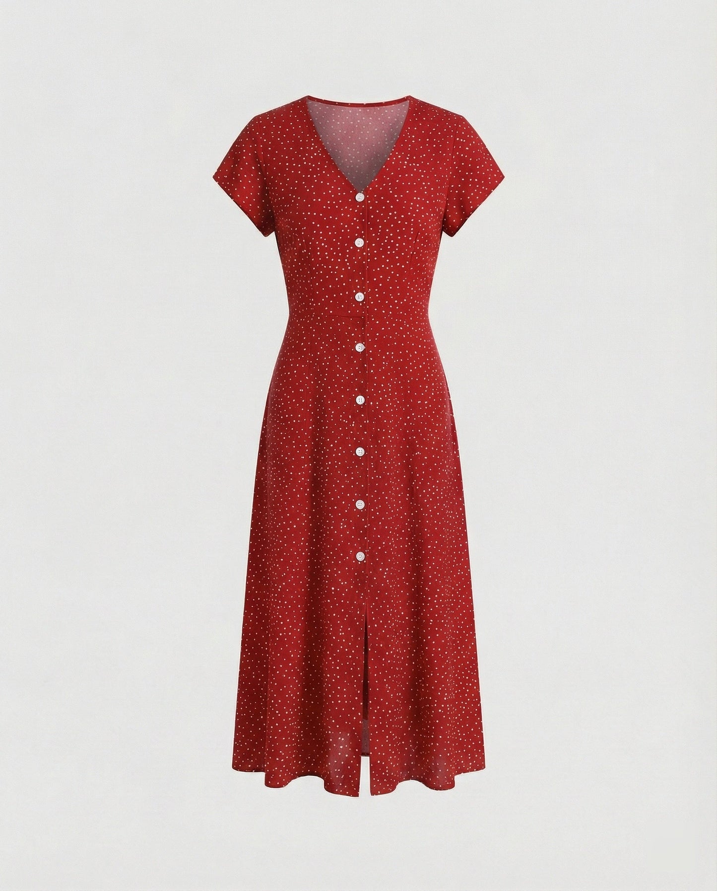 Damen Langarmkleid mit Knöpfen und Puffärmeln Elegant