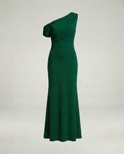Elegantes Damen Abendkleid Figurbetont Asymmetrisch Lang
