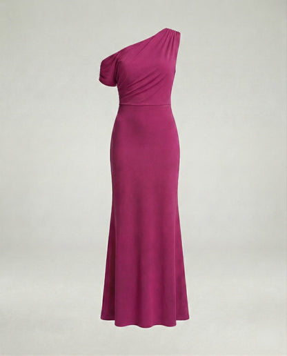 Elegantes Damen Abendkleid Figurbetont Asymmetrisch Lang