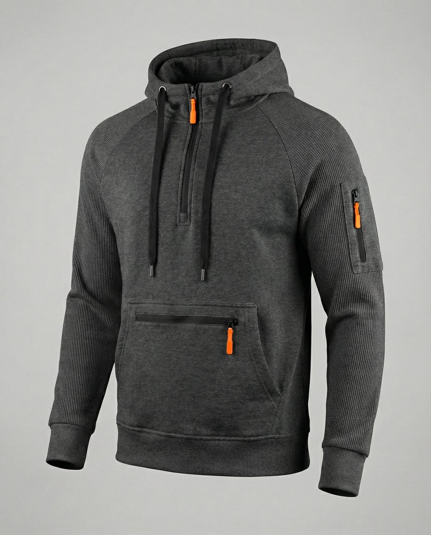 Herren Hoodie Sportlich Reißverschluss Taschen