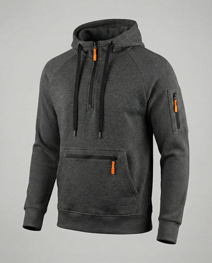 Herren Hoodie Sportlich Reißverschluss Taschen