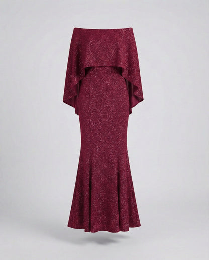 Damen Abendkleid Off-Shoulder Glitter