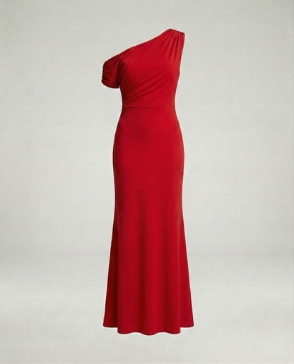 Elegantes Damen Abendkleid Figurbetont Asymmetrisch Lang