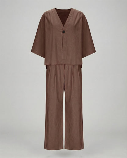 Damen Oversized Bluse Set Zweiteiler Modern
