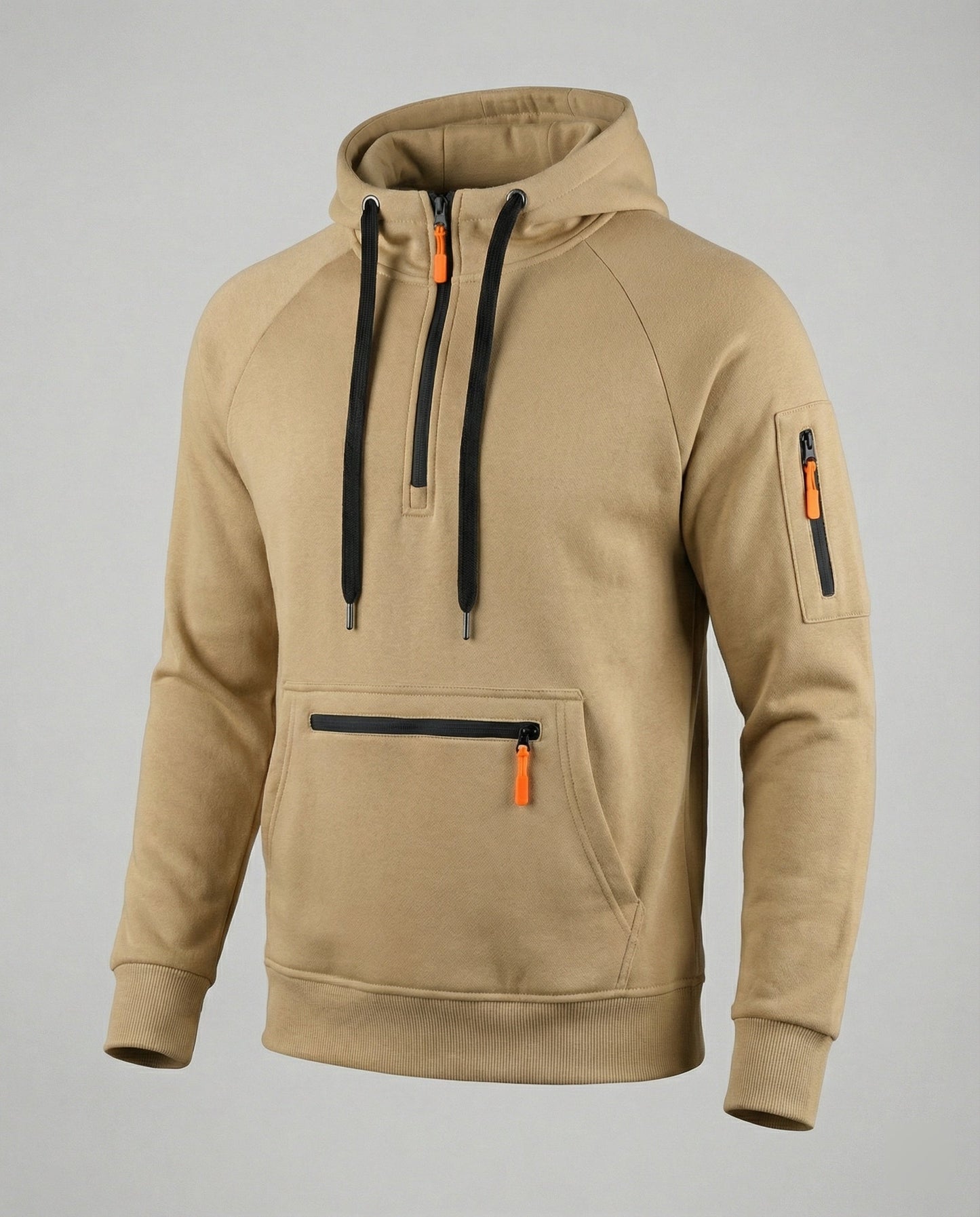 Herren Hoodie Sportlich Reißverschluss Taschen