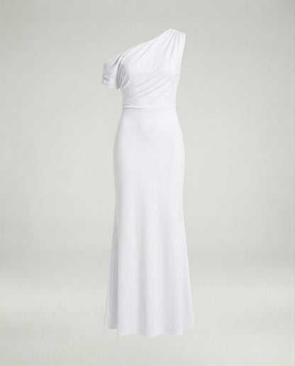 Elegantes Damen Abendkleid Figurbetont Asymmetrisch Lang