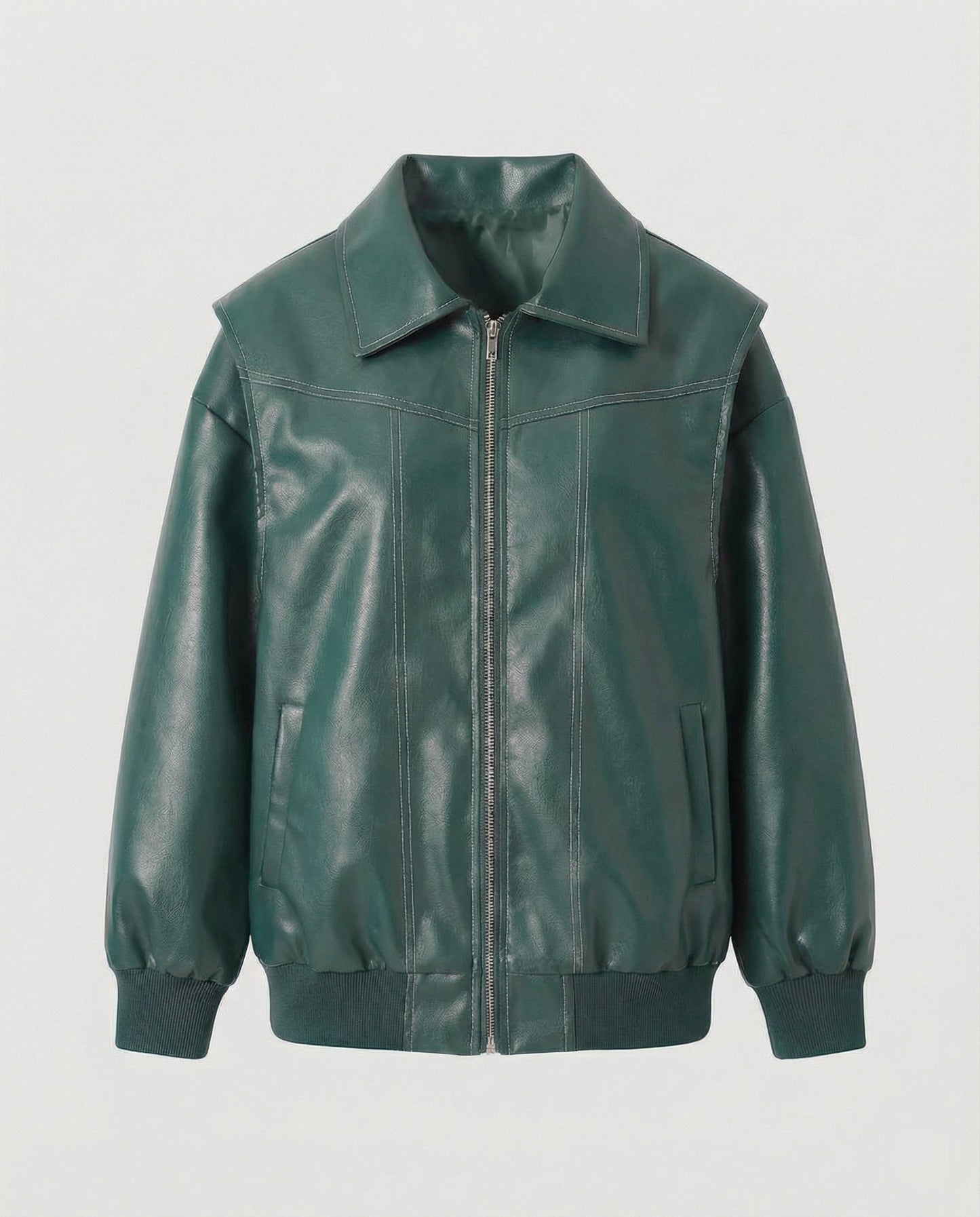 Damen Lederjacke Elegante Hochkragen