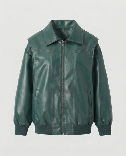 Damen Lederjacke Elegante Hochkragen
