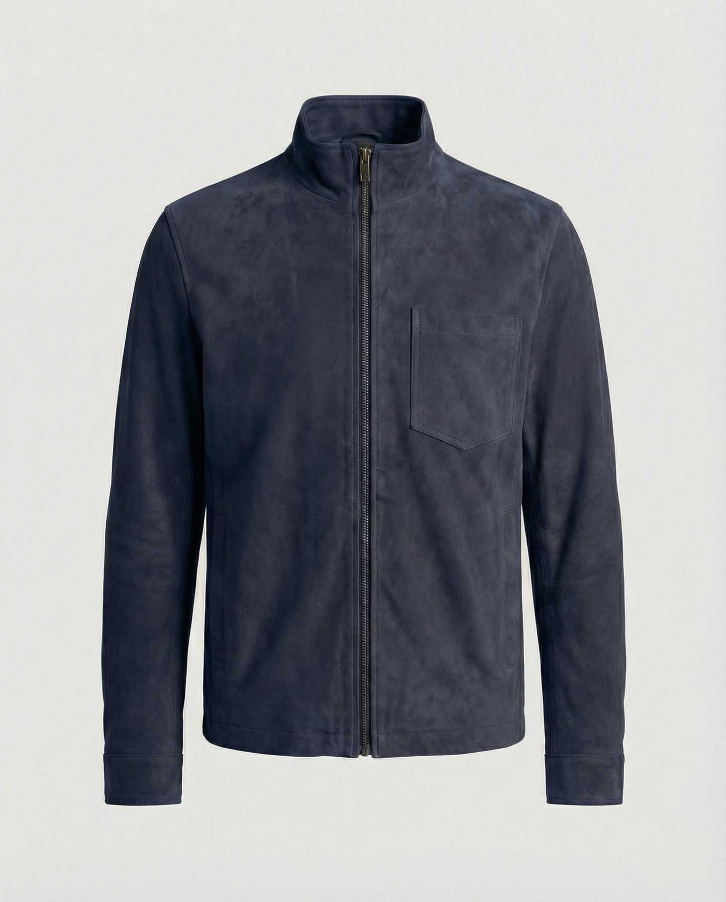 Herren Wildlederjacke Stehkragen Elegant Leder