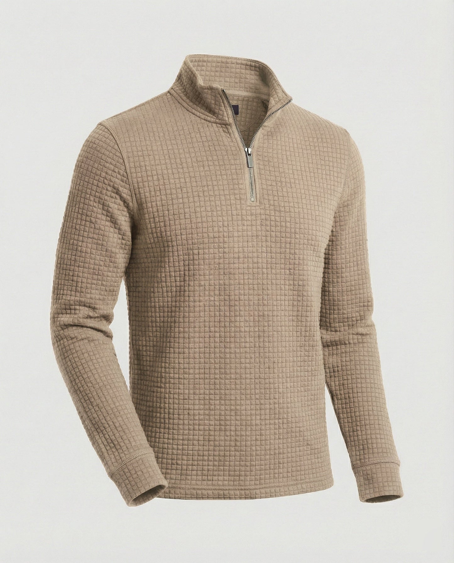 Herren Langarmshirt Stehkragen Reißverschluss Elegant