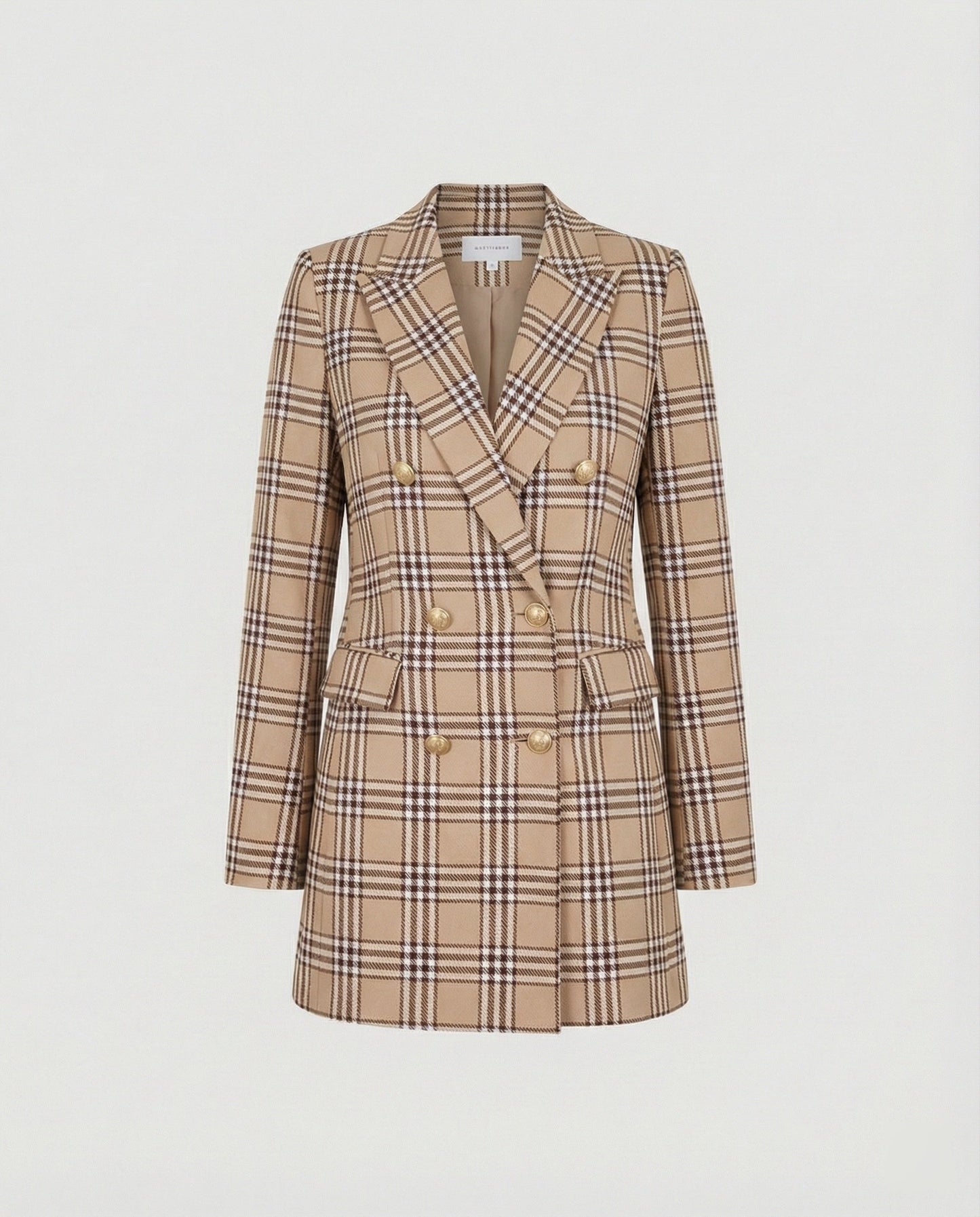 Damen Blazer Tweed Doppelknöpfe Modern