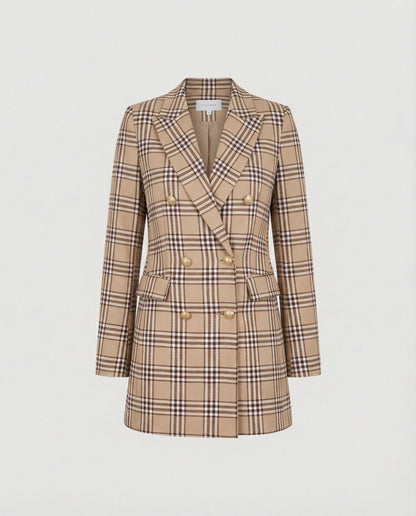 Damen Blazer Tweed Doppelknöpfe Modern