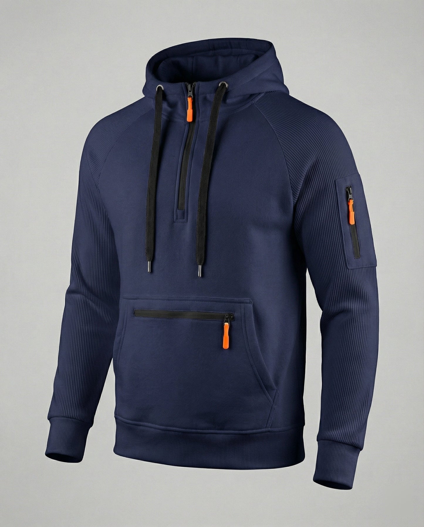 Herren Hoodie Sportlich Reißverschluss Taschen